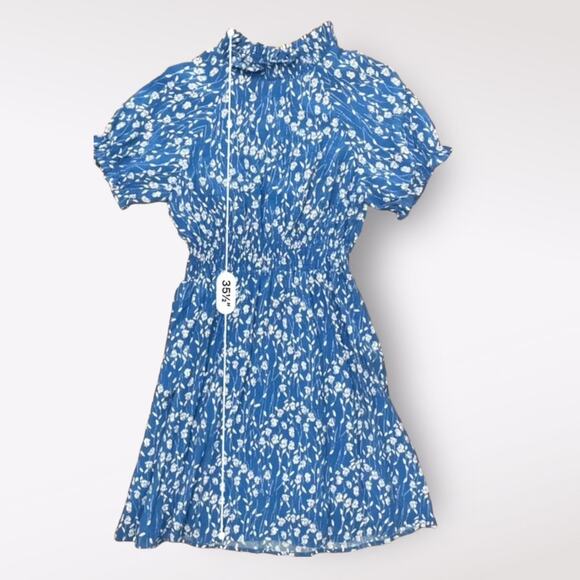 Hayden Floral Smocked High Neck Mini Dress Womens Small Blue Spring Cottage Core - Picture 5 of 7
